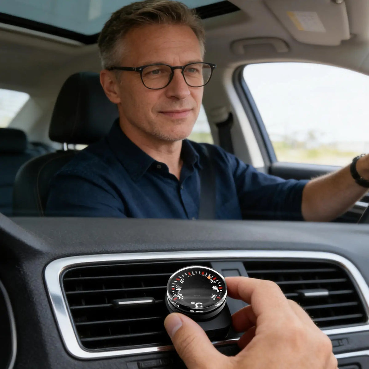 Mini Car Thermometer - Battery-Free Dashboard Temperature Gauge with Easy Stick Mount for Car Interiors