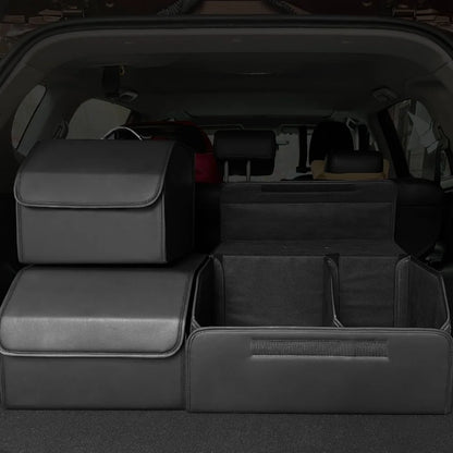 Folding Large Capacity Car Storage Box | Waterproof Leather Trunk Organizer | Multi-color Interior for Auto Stowing & Tidying