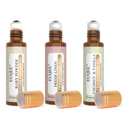 EUQEE 10ml Women's Roller Fragrance Oil - Coconut, Vanilla & Floral Aroma Scent Oil