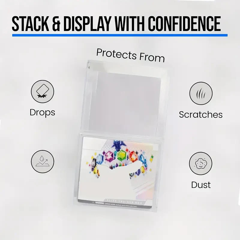 Acrylic Stackable Display Storage Box – ETB Compatible Elite Trainer Box Organizer for Trading Cards