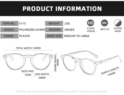 Retro Polarized Sunglasses — Small Round Vintage Shades for Men & Women