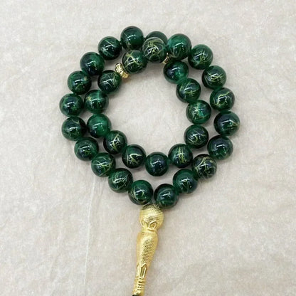 10mm 33pcs Glass Tassel Islamic Rosary Bracelet – Turkish Muslim Tasbih Prayer Beads Jewelry for Women Allah Mohammed Spiritual Gift