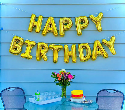 16-Inch Happy Birthday Foil Balloons Set – Pink & Blue Letter Balloons for Birthday Party Decoration
