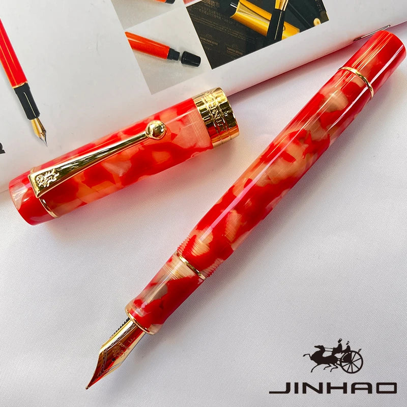 Jinhao 100 Celluloid Fountain Pen – Classic Style Fine Nib with Refillable Converter | Smooth Writing Instrument