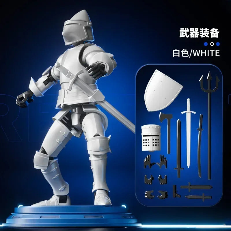 Knight Action Figures Paladin - 13-Jointed Movable Shapeshift Robot, 3D Printed Mannequin Character Toy, Kids Gifts