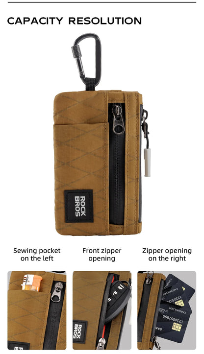 ROCKBROS Portable Wallet Card Bag – Ultra-Light, Stylish Sports Mini Credit Card Holder with Hang Lock, Compact Storage