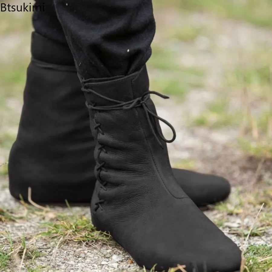 Men’s Medieval Renaissance Boots - Retro Knight Hunter Prince Cosplay Halloween Pirate Shoes