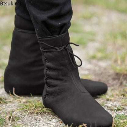 Men’s Medieval Renaissance Boots - Retro Knight Hunter Prince Cosplay Halloween Pirate Shoes