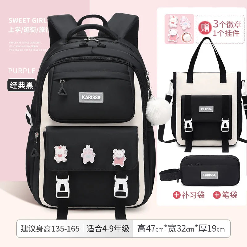 Girls’ School Backpack Set – Kawaii Water-Resistant Bookbags for Elementary Kids, Primary School Bag