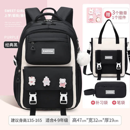 Girls’ School Backpack Set – Kawaii Water-Resistant Bookbags for Elementary Kids, Primary School Bag