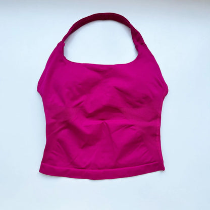 NCLAGEN Impact Halter Top — Women's Padded Longline Strappy Yoga Tank for Gym, Pilates & Fitness Activewear