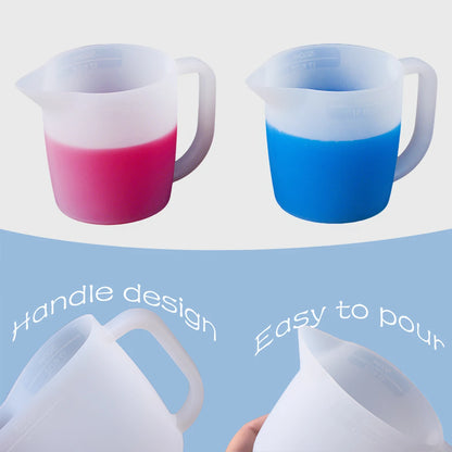 500ml Silicone Mixing Cup with Handle & Scale – Reusable DIY Epoxy Resin & Pigment Measuring Tool, Easy Clean Soft Pour Cup