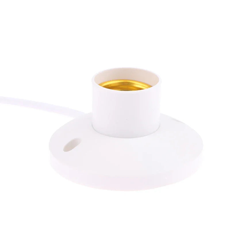 EU LED Stand Lamp Holder — E27 Bulb Plug Dome Socket with Cable Base for Table Lamps, Nightstands, and Lighting Accessories