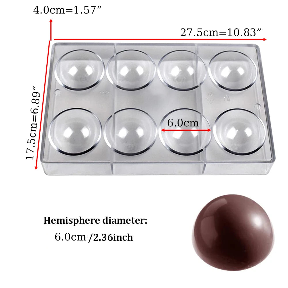 3D Polycarbonate Chocolate Mold - Sphere Diamond Chocolate Bomb & Bonbon Baking Mold for Professional Candy Making