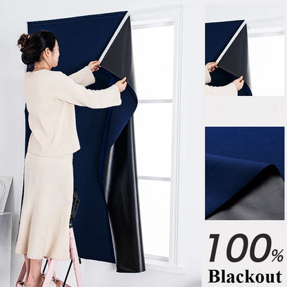 No-Drill 100% Blackout Short Curtains – Easy Install Thermal & UV-Proof Window Drapes for Door, Kitchen, Bedroom & Living Room
