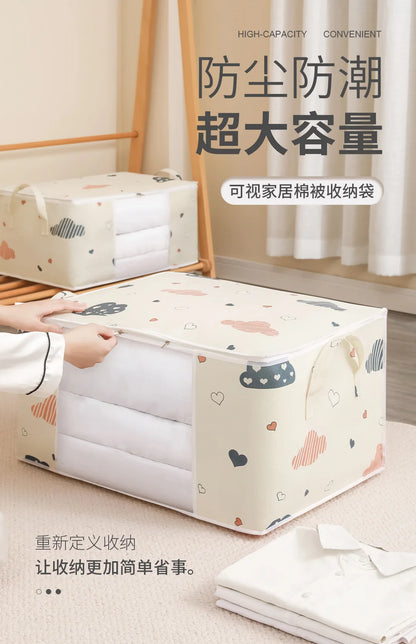 Big Capacity Storage Bag – 4/2/1PCS Moisture & Dust-Proof Organizer for Quilts, Clothes, Duvets, Blankets, and Luggage