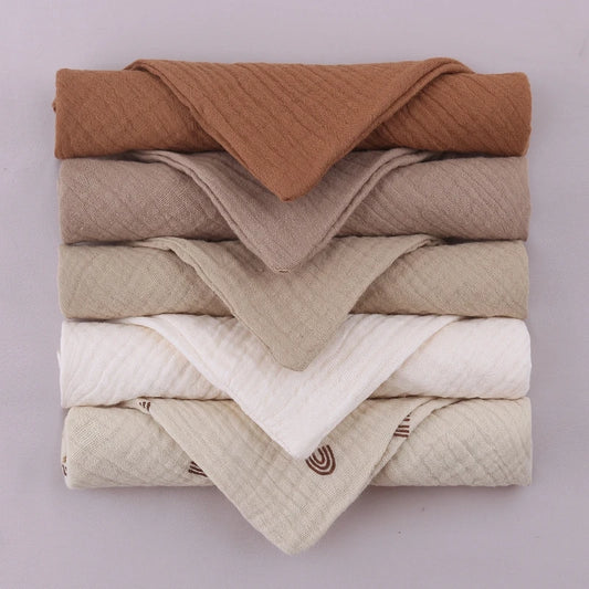 5PCS Baby Cotton Gauze Towels - Soft Absorbent Face Cloths for Bathing, Feeding & Daily Care