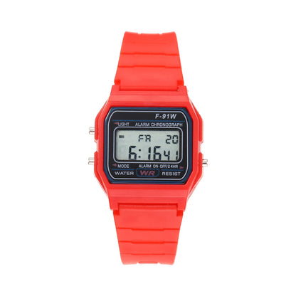 Multifunctional Digital Sports Watch for Kids and Women - F-91W Style LED Backlight Alarm Watch with Rubber Strap, Student Gift