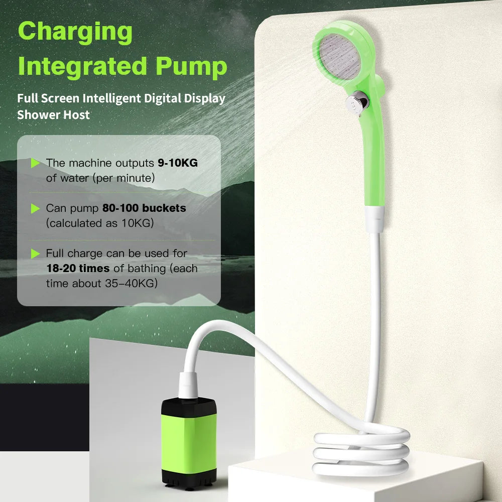 Portable RV Camping Shower Pump – Outdoor Shower Kit with Intelligent Digital Display & Adjustable 6000mAh Power