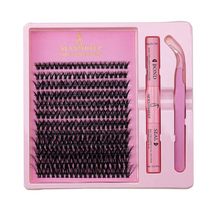 DIY Eyelash Extension Kit – Individual Lash Clusters (8-16mm) with Bond, Seal & Applicator