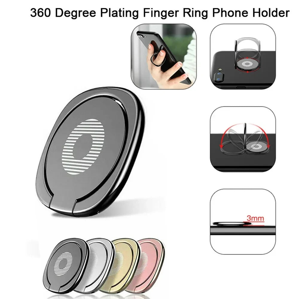 Ultra-Thin Phone Ring Holder - Rotatable Metal Finger Grip Stand for iPhone Xiaomi & Huawei Smartphones