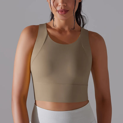 Women's Nylon Sports Bra – Elastic Yoga Crop Top, Stretch Gym Fitness Bra for Training & Activewear