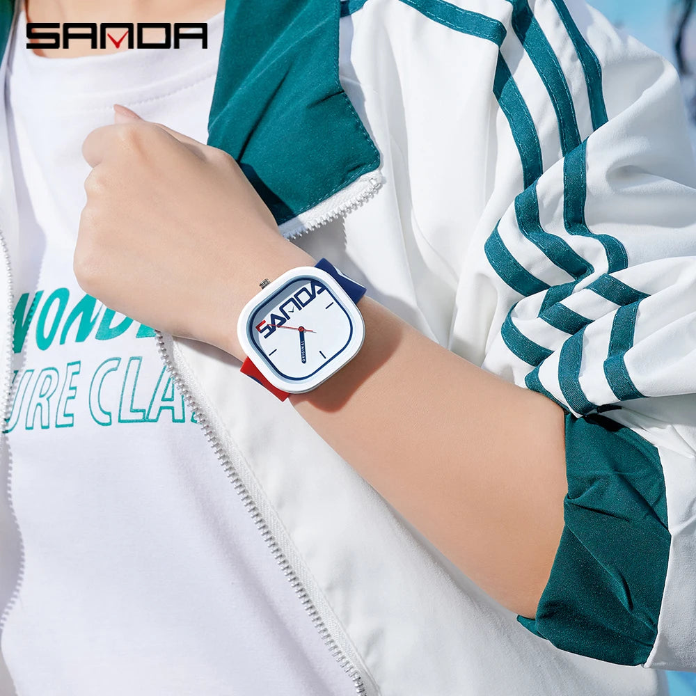 SANDA Men’s Quartz Sports Watch - Waterproof Silicone Strap with Simple Luxury Casual Design