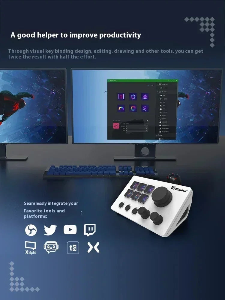 Mirabox N3 Streamdeck Keypad – Custom Macro Mini Keyboard with Screen & Knob Visual Desktop Console