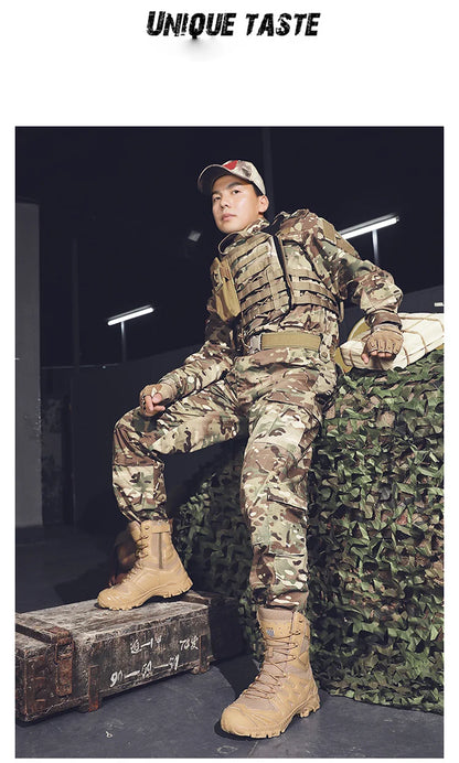 Special Forces Desert Combat Boots - Men's Tall Wear-Resistant Tactical, Waterproof Training & Outdoor Mountaineering Sports Boots