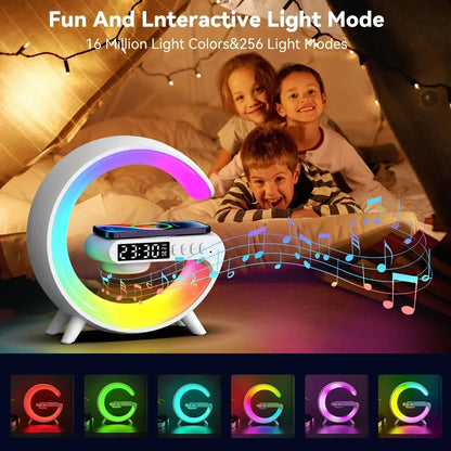 Multifunction Wireless Charger Pad — Stand, Speaker, TF Card, RGB Night Light, Fast Charging Station for iPhone 16/15, Samsung, Xiaomi, Huawei