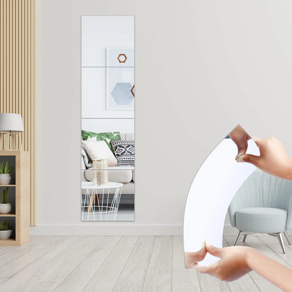 4-Piece Set of 3D Acrylic Mirror Wall Stickers - 2mm Thick, Self-Adhesive, Flexible DIY Art for Living Room Decor