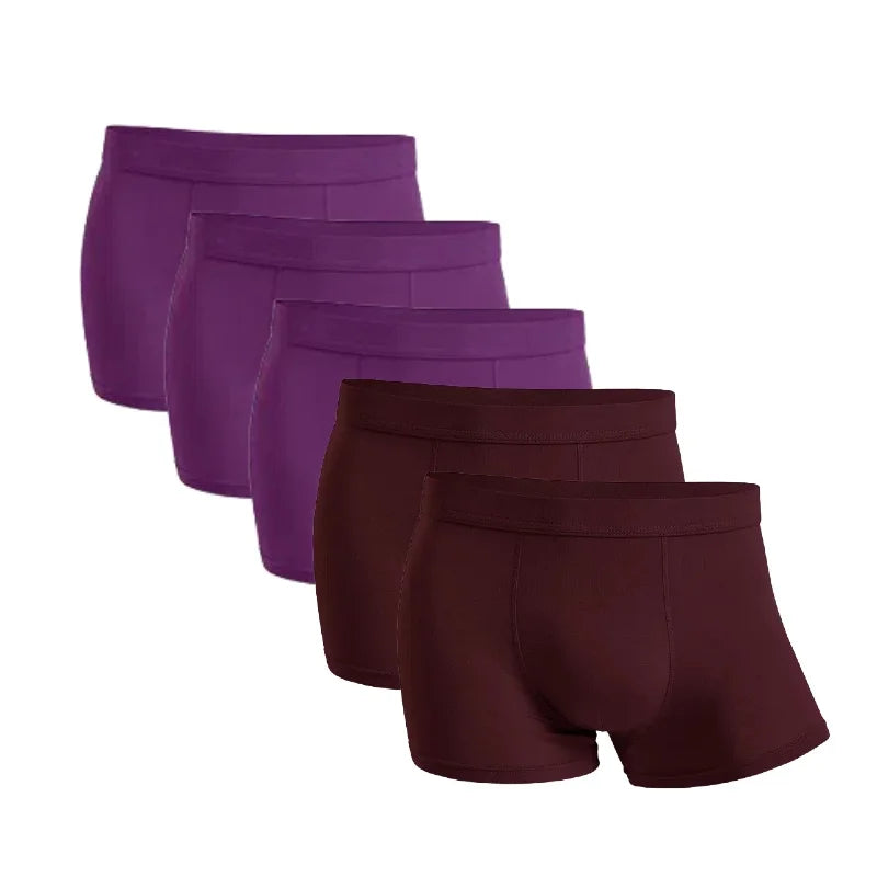 5-Pack Bamboo Men’s Boxers Underwear Plus Size XL–6XL, Breathable Gym Shorts Style Soft Black Underpants Gift Set