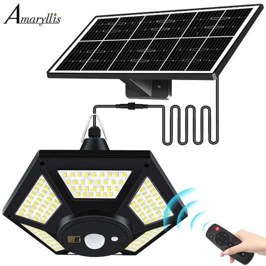 180 LED Solar Shed Light - 1000LM Pendant Lamp with Remote Control for Indoor Outdoor Garage Barn Gazebo