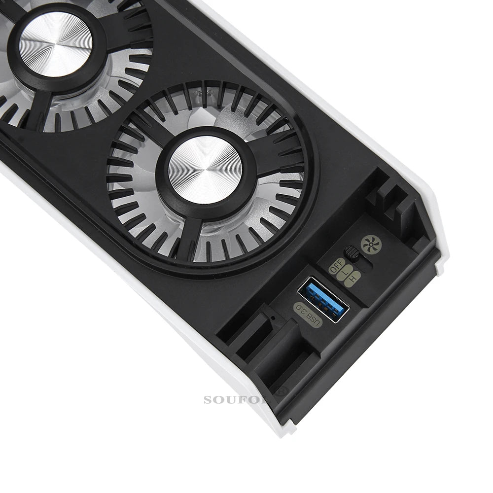Upgraded PS5 Cooling Fan – Quiet USB 3.0 Hub with LED Light for Disc & Digital Edition Console Accessories