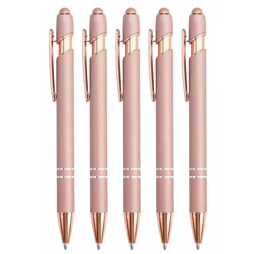 2-in-1 Metal Stylus Ballpoint Pen — 1.0mm Black Ink Pen for Smartphone and Tablet, Set of 5–10 Pieces