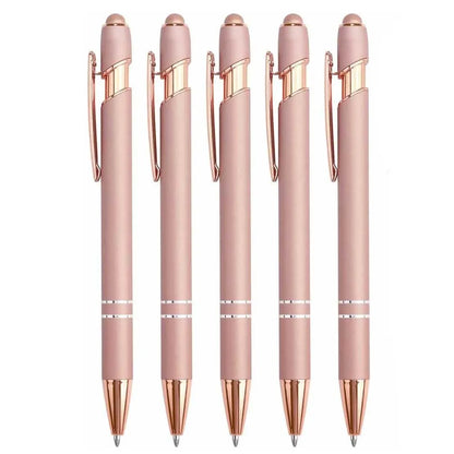 2-in-1 Metal Stylus Ballpoint Pen — 1.0mm Black Ink Pen for Smartphone and Tablet, Set of 5–10 Pieces