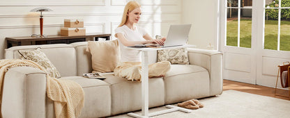 Overbed Bedside Table – Adjustable Height Sofa Table with Hidden Wheels for Laptop & Mobile Use