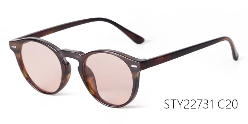 Vintage Round Sunglasses – 2024 Fashion Design for Men & Women, Retro Rivet Yellow & Blue Lens, Square Sun Glasses