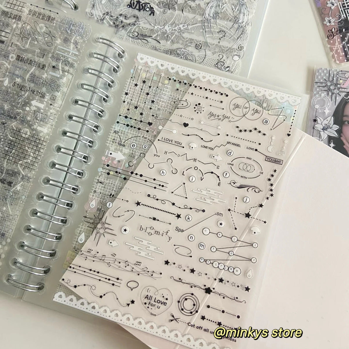 32-Sheet PET Transparent Sticker Book - Clear Scrapbooking Stickers for Journals, Planners, and Creative Stationery