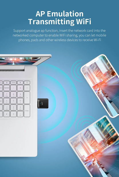 Comfast WiFi 6 USB Adapter – Mini Wireless Dongle Network Card for PC & Laptop 600Mbps