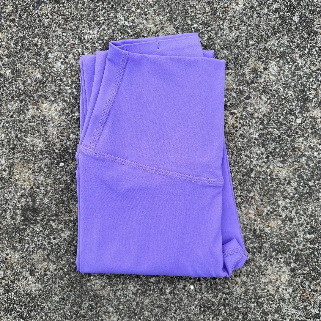 High Waist Women's Yoga Leggings - Solid Color Cropped Gym & Training Pants with Back Pocket