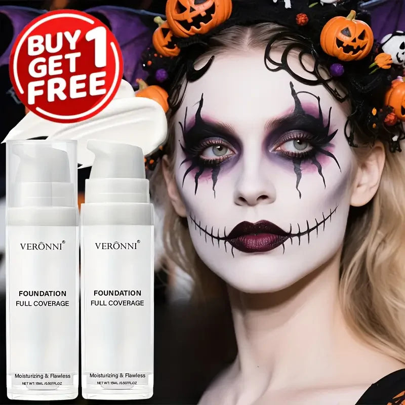 White Liquid Foundation - Full Coverage Long-Lasting Matte Makeup for Goth Looks and Cosplay