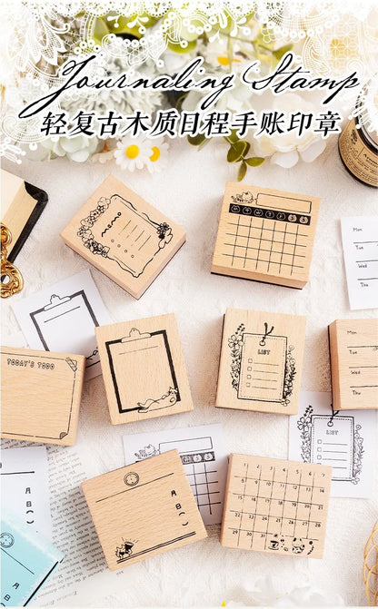 Cute Cat Wood Stamp Calendar – Daily & Monthly Planner Stamps for Journaling, Scrapbooking & DIY Crafts