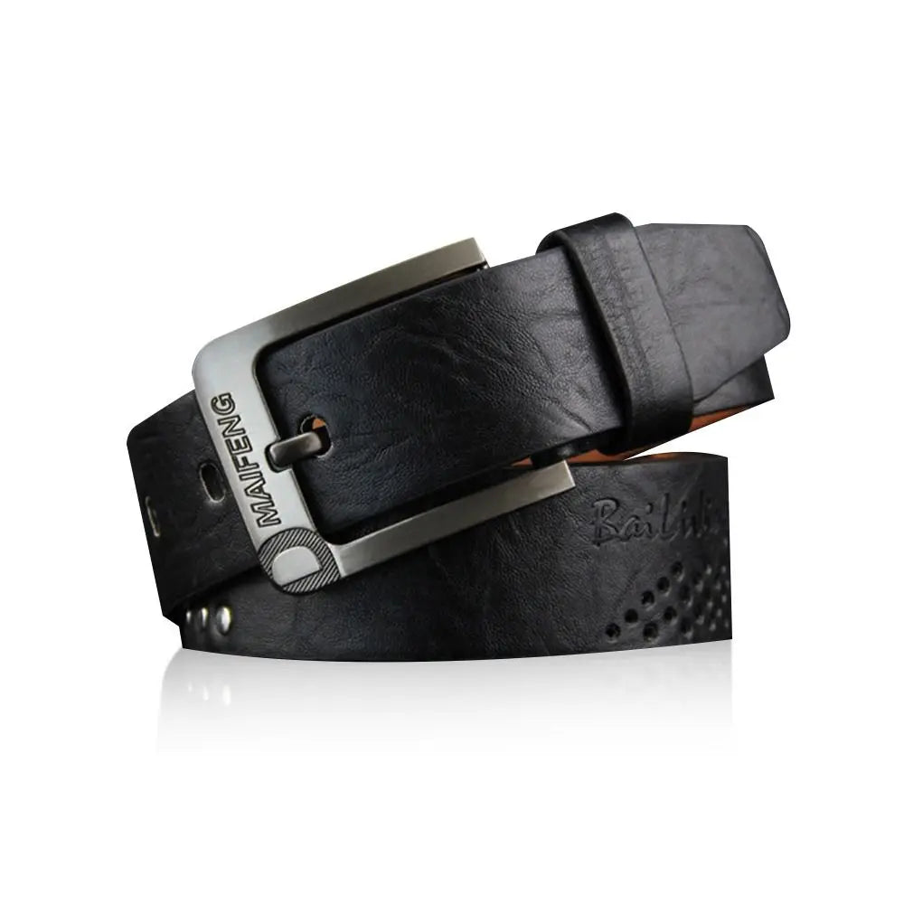 Simple Leather Men's Belt – Luxury Classic Buckle, High-Quality Alloy Vintage Cowboy Waistband for Business & Casual Use