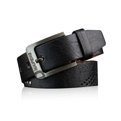 Simple Leather Men's Belt – Luxury Classic Buckle, High-Quality Alloy Vintage Cowboy Waistband for Business & Casual Use