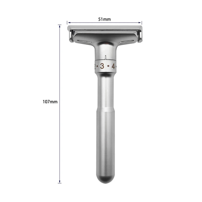 New Adjustable Safety Razor for Men – Folding Shaving Razor with Double Edge, 5 PCS Titanium Coated Blades & Shaver Holder