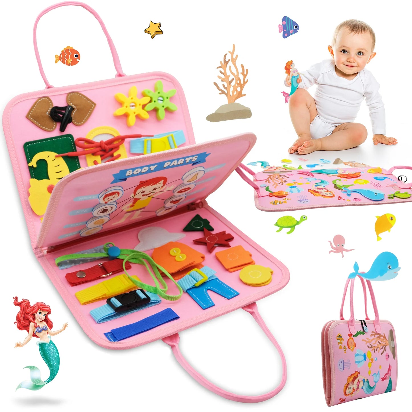 Montessori Toddler Busy Board – Educational Activity for Motor Skills & Baby Learning Toys for Travel