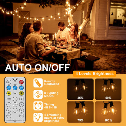 Solar LED G40 Globe String Lights – Waterproof Shatterproof Outdoor Hanging Lights for Backyard & Bistro Decoration