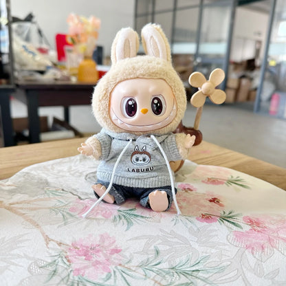 17cm Labubu Idol Dolls Clothes - Kpop EXO DIY Accessories, Cute Mini Plush FEAR Hoodie Se