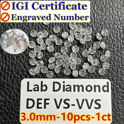 0.1–5CT Super White Lab-Grown Diamond Loose — IGI/GIA Certified, HPHT & CVD, DEFG VVS-SI, Diamond Tester Approved for Wedding Jewelry